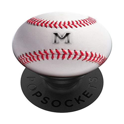 Baseball Letter M Monogram Grunge initialed monogrammed ball PopSockets Grip and Stand for Phones and Tablets