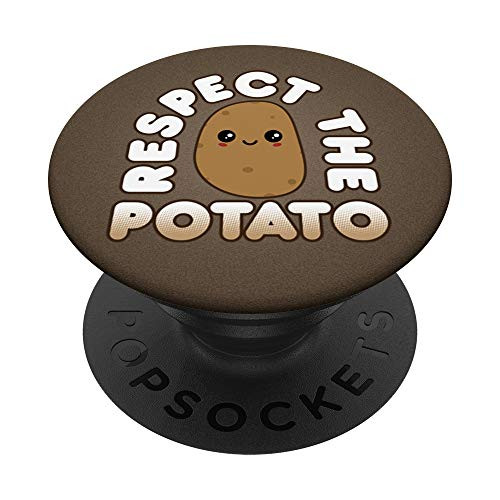 Funny Potato Gift Cute Kawaii Style Respect The Potato PopSockets PopGrip Swappable Grip for Phones   Tablets