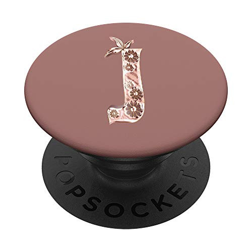 Floral Rose Gold Monogram Initial Capital Letter J PopSockets Grip and Stand for Phones and Tablets