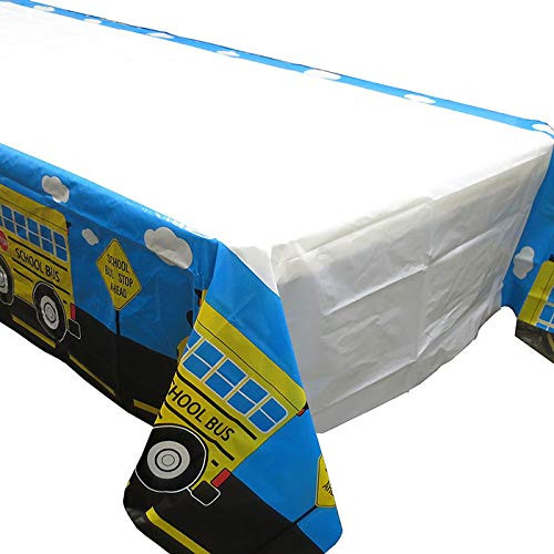 School Bus Tablecovers (2), Kindergarten Party Supplies, School Bus Birthday