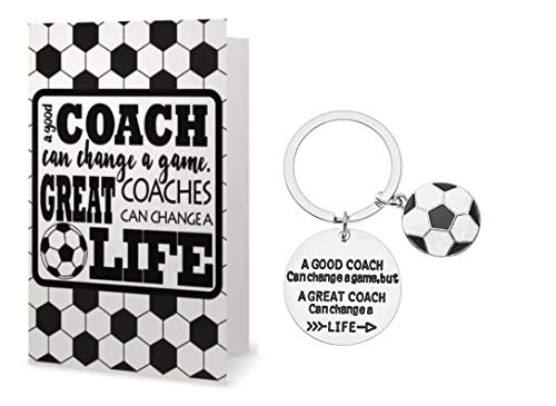 Sportybella Soccer Coach Keychain   Card Gift Set- Soccer Coach Gifts- Soccer Great Coach Can Change A Life Jewelry - Perfect Soccer Coach Gifts for Men and Women