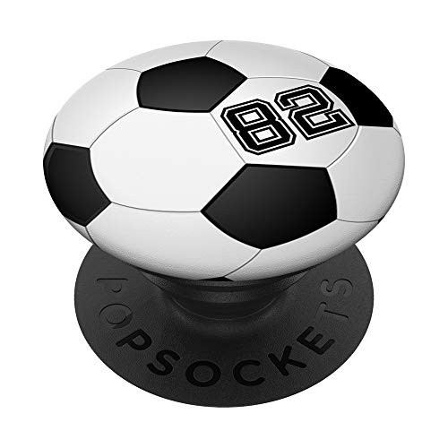Soccer Player 82 Jersey No 82 Football Ball Gadget Gift PopSockets PopGrip Swappable Grip for Phones   Tablets