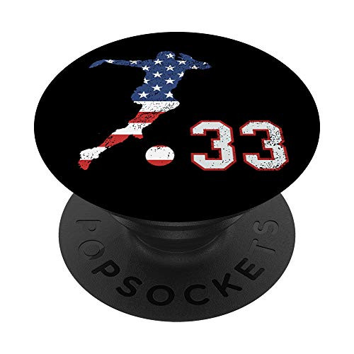 Soccer player number 33 with American USA flag phone stand PopSockets Grip and Stand for Phones and Tablets Soccer player number 33 with American USA flag phone stand PopSockets Grip and Stand for Phones and Tablets