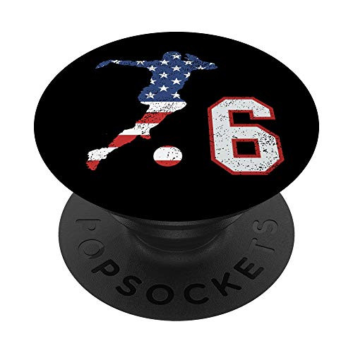 Soccer player number 6 with American USA flag phone stand PopSockets Grip and Stand for Phones and Tablets Soccer player number 6 with American USA flag phone stand PopSockets Grip and Stand for Phones and Tablets