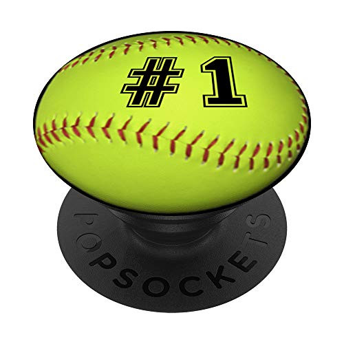 Softball Number 1 Softball Jersey 1 PopSockets PopGrip Swappable Grip for Phones   Tablets