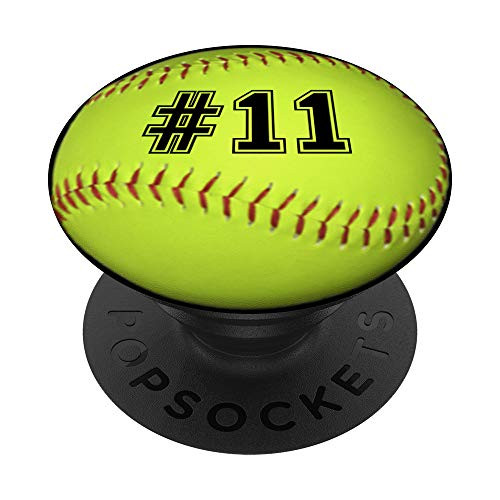 Softball Number 11 Softball PopSockets PopGrip Swappable Grip for Phones   Tablets