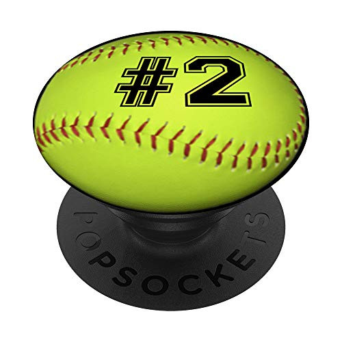 Softball Number 2 Softball PopSockets Grip and Stand for Phones and Tablets