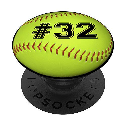 Softball Number 32 Softball PopSockets Grip and Stand for Phones and Tablets