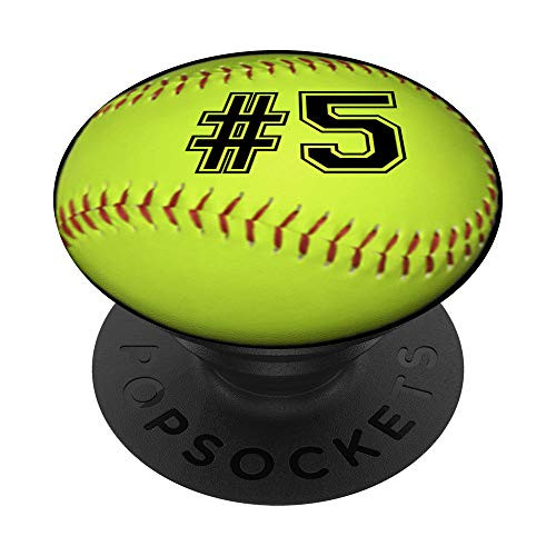 Softball Number 5 Softball PopSockets Grip and Stand for Phones and Tablets