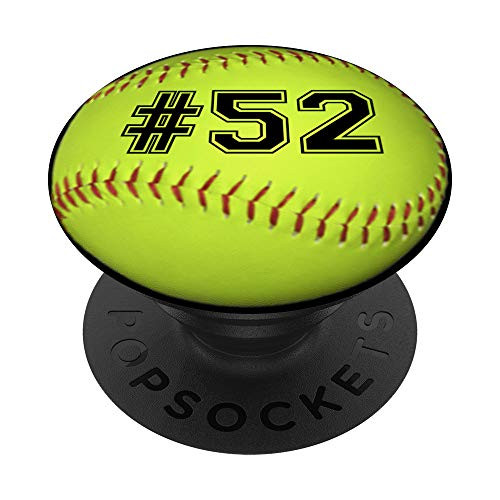 Softball Number 52 Softball Jersey PopSockets PopGrip Swappable Grip for Phones Tablets Softball Number 52 Softball Jersey PopSockets PopGrip Swappable Grip for Phones Tablets