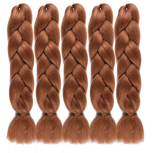 Auburn Kanekalon Jumbo Braiding Hair Kanekalon Braiding HairHigh Temperature Fiber Synthetic Hair Extensions for Braiding Crochet Twist Box Braids 24Inch 5 Packs