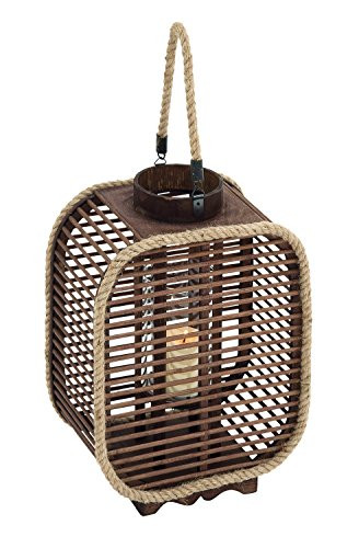 Deco 79 53248 Wood & Rope Glass Lantern
