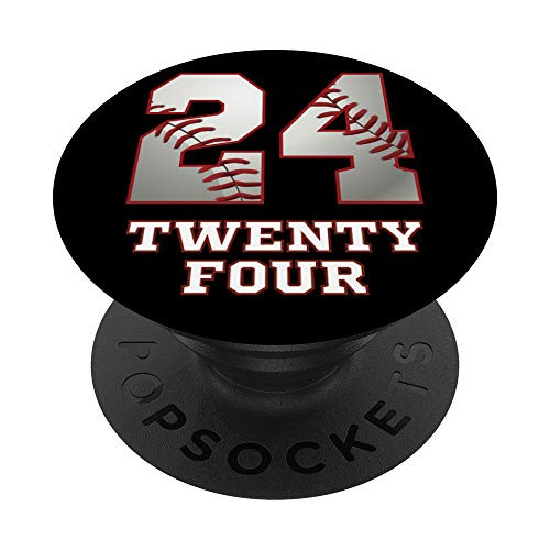Baseball Number 24 Player No 24 Black Background PopSockets Grip and Stand for Phones and Tablets