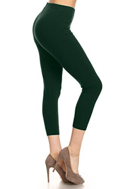 NCL27-HunterGreen-1X Solid Capri Yoga Pants HGreen 1X NCL27-HunterGreen-1X Solid Capri Yoga Pants HGreen 1X