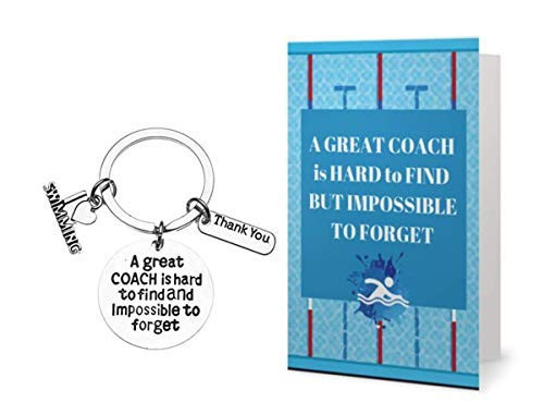 Swim Coach Keychain and Card Gift Set Swimming Coach Gifts Great Coach is Hard to Find Coach Keychain