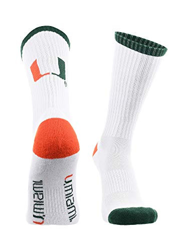 TCK Miami Hurricanes Socks Basic Crew WhiteGreenOrange Large