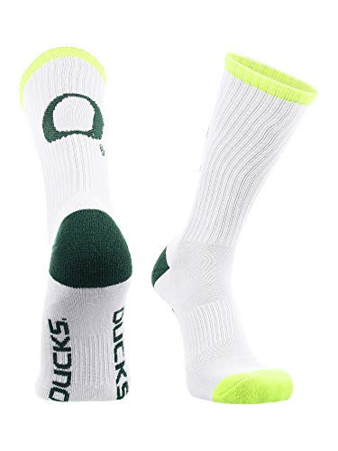 TCK Oregon Ducks Socks Basic Crew WhiteYellowGreen Large