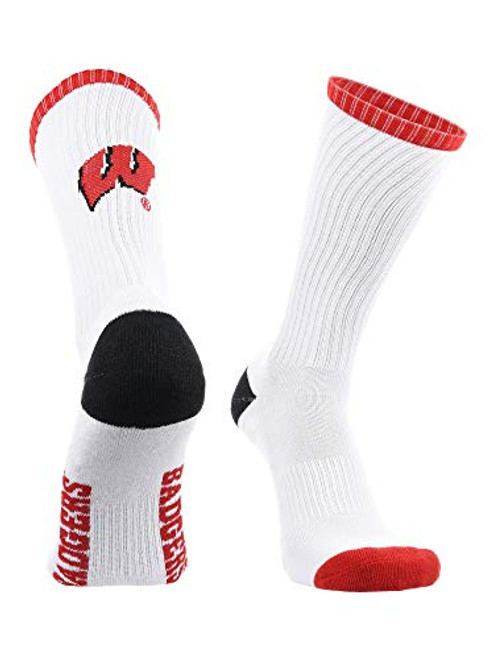 TCK Wisconsin Badgers Socks Basic Crew WhiteRedBlack Large TCK Wisconsin Badgers Socks Basic Crew WhiteRedBlack Large