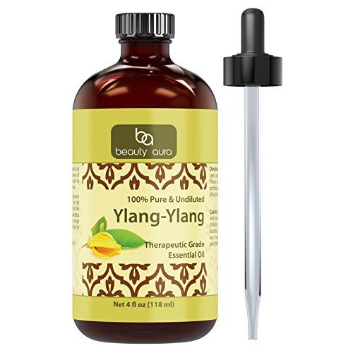 Beauty Aura Ylang-Ylang Essential Oil - 4 Oz_ Bottle- Aromatherapy Soothing 100 Pure Essential Oil Undiluted Therapeutic Grade Oils