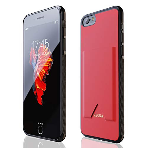 Verna iPhone 6 Plus Case  iPhone 6S Plus Case  Slim PU Leather Case  Card Holder Slot  Compatible with Apple iPhone 6 PlusiPhone 6S Plus - Red
