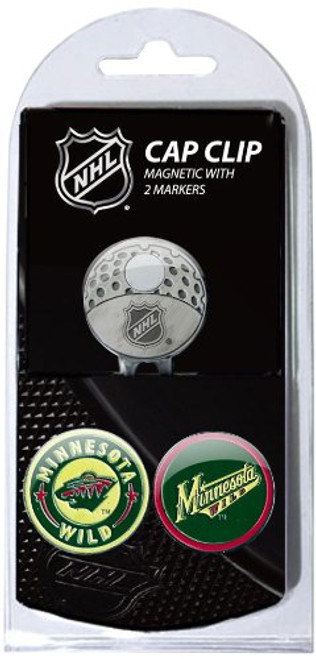 Team Golf NHL Minnesota Wild Golf Cap Clip with 2 Removable Double-Sided Enamel Magnetic Ball Markers Attaches Easily to Hats
