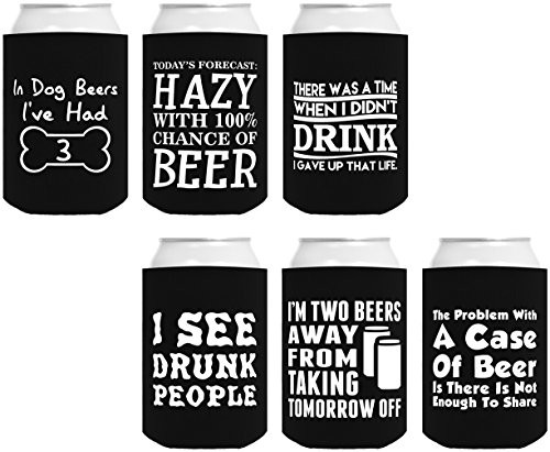 Funny Can Coolie Gift Bundle Funny Sayings Joke Gag Gifts 6 Pack Can Coolie Drink Coolers Coolies Set 1