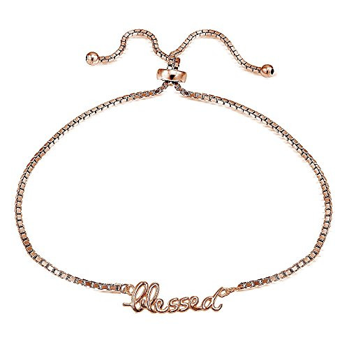 Hoops   Loops Rose Gold Flashed Sterling Silver Blessed Polished Adjustable Bracelet