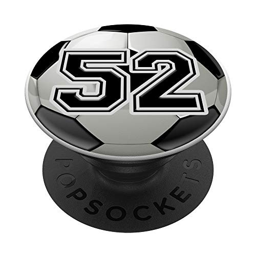 Personalized Soccer Ball Jersey Number 52 PopSockets Grip and Stand for Phones and Tablets