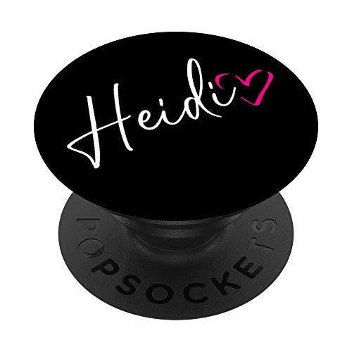 Heidi First Name Calligraphy Hand Lettering Pink Love Heart PopSockets PopGrip Swappable Grip for Phones   Tablets