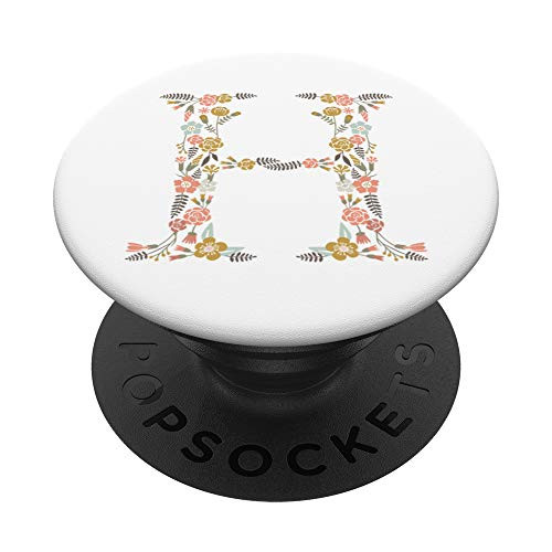 Cute First   Last Initial Monogram Letter H on White PS20008 PopSockets Grip and Stand for Phones and Tablets