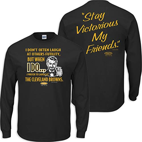 Pittsburgh Football Fans_ Stay Victorious Anti-Browns Black T-Shirt Sm-5X Long Sleeve 3XL
