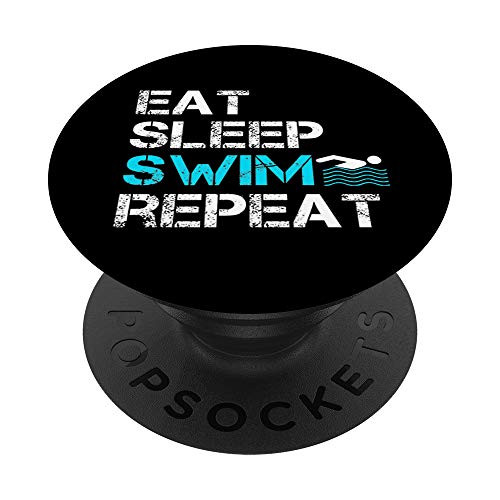 Eat Sleep Swim Repeat Funny Swimmer Gift PopSockets Grip and Stand for Phones and Tablets