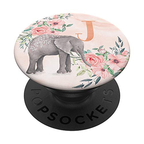 Elephant Rose Watercolor Monogram Name Initial Letter J PopSockets PopGrip Swappable Grip for Phones Tablets Elephant Rose Watercolor Monogram Name Initial Letter J PopSockets PopGrip Swappable Grip for Phones Tablets
