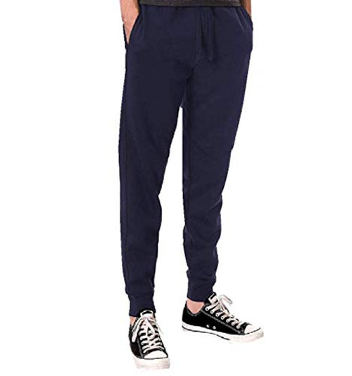 JMR Mens Fleece Sweat Pants Elastic Waistband with Drawstring Cuffed Bottom Sweatpants with Side Pockets 3X-Large Navy