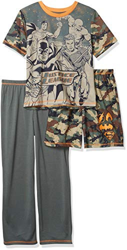 DC Comics Boys Short Sleeve 3pc Pajama Set Justice League Camo Extra Small