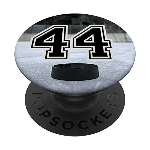 Ice Hockey Custom Jersey Number 44 forty four Puck on Rink PopSockets PopGrip Swappable Grip for Phones   Tablets