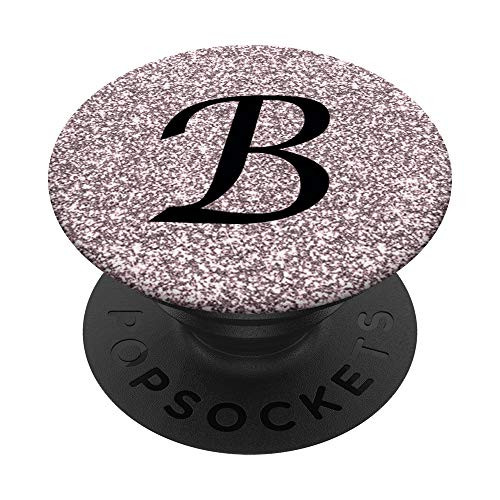 Rose Pink Glamour Monogram Letter B Initial PopSockets PopGrip Swappable Grip for Phones   Tablets