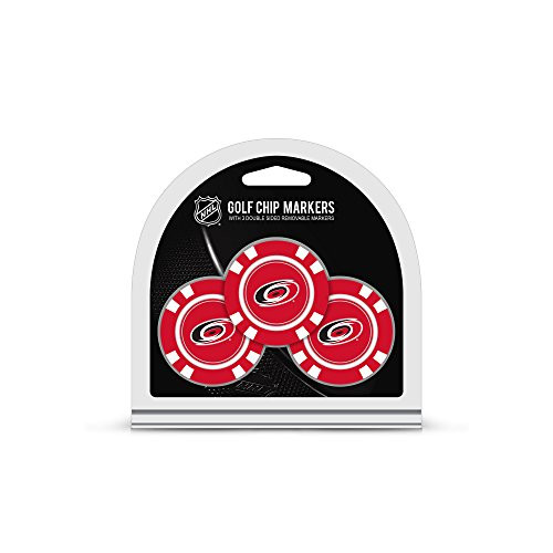 Team Golf NHL Carolina Hurricanes Golf Chip Ball Markers 3 Count Poker Chip Size with Pop Out Smaller Double-Sided Enamel Markers