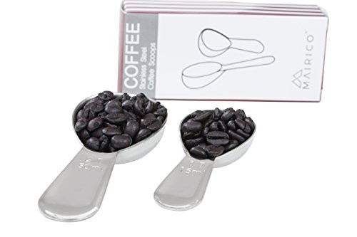 MAIRICO Premium Stainless Steel Measuring Coffee Scoops - 2 Tablespoons and 1 Tablespoon Coffee Scoops Set