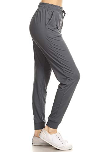 JGAX128-CHARCOALGRAY-2XL Solid Jogger Track Pants wPockets 2X