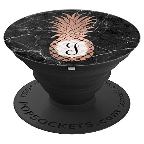 Rose Gold Pineapple Letter J PopSocket Gift Marble Initial J PopSockets Grip and Stand for Phones and Tablets
