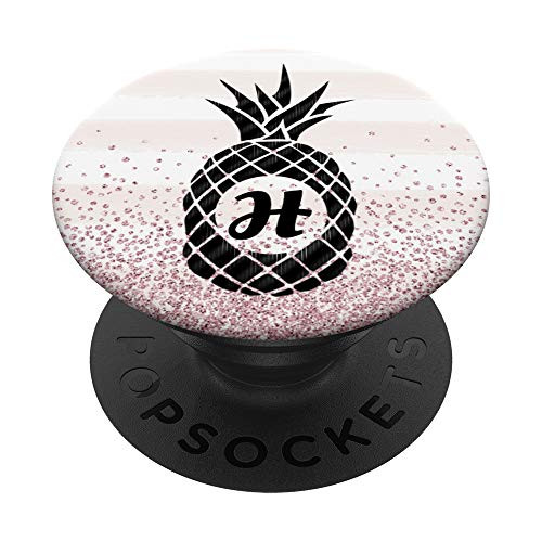Pineapple Letter H Monogram Initial Design Pretty Pink Cute PopSockets Grip and Stand for Phones and Tablets