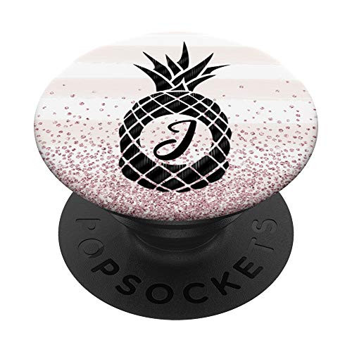 Pineapple Letter J Monogram Initial Design Pretty Pink Cute PopSockets PopGrip Swappable Grip for Phones   Tablets