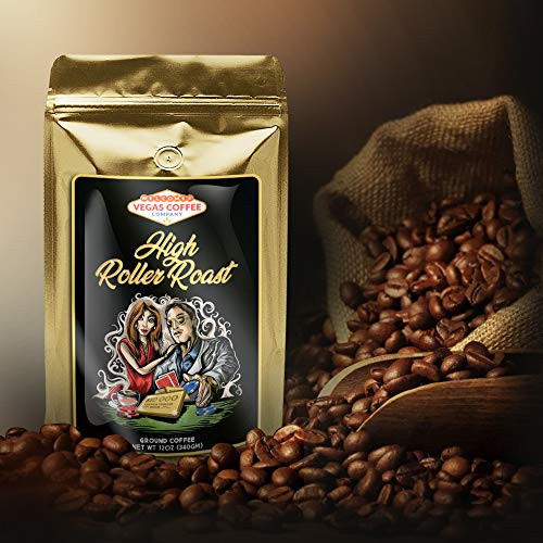 Vegas Coffee Company HIGH ROLLER ROAST Gourmet Organic USDA Certified and Fair Trade Ground Coffee Italian Blend