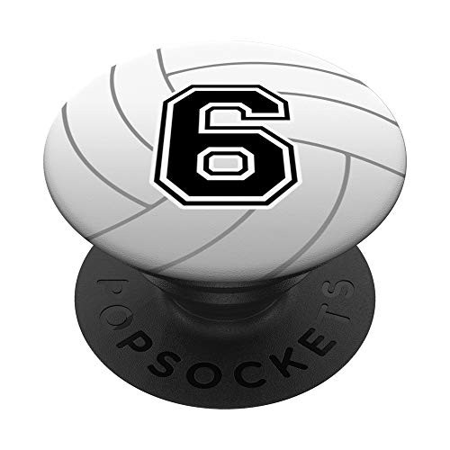 Volleyball Number 6 Volleyball Player 6th Birthday Zx PopSockets Grip and Stand for Phones and Tablets Volleyball Number 6 Volleyball Player 6th Birthday Zx PopSockets Grip and Stand for Phones and Tablets