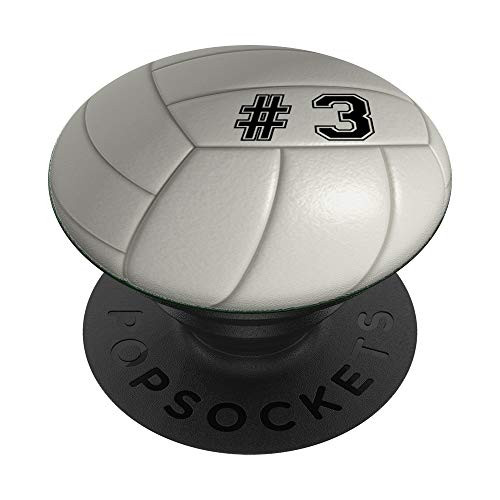 Volleyball Player Jersey Number 3 PopSockets Grip and Stand for Phones and Tablets
