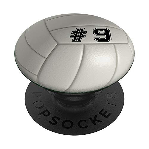 Volleyball Player Jersey Number 9 PopSockets Grip and Stand for Phones and Tablets
