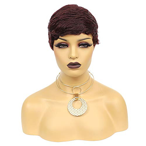 VRVOGUE Short Human Hair Pixie Wigs Pixie Cut Short Black Wavy Wigs Layered Short Human Hair Wigs for Black Women Pixie Cut Wigs BUG