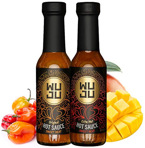 WUJU Hot Sauce Sampler - Original Hot Sauce Extra Hot Sauce - Agave Based Hot Pepper Sauce - All-Natural Habanero Hot Sauce - Hot Hot Sauce Low Sodium No Preservatives - 2 Flavors 5 Ounces Each WUJU Hot Sauce Sampler - Original Hot Sauce Extra Hot Sauce - Agave Based Hot Pepper Sauce - All-Natural Habanero Hot Sauce - Hot Hot Sauce Low Sodium No Preservatives - 2 Flavors 5 Ounces Each