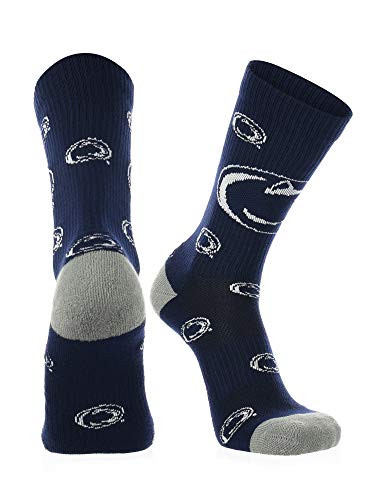 TCK Penn State Nittany Lions Socks Sock Mayhem Crew NavyGreyWhite Large